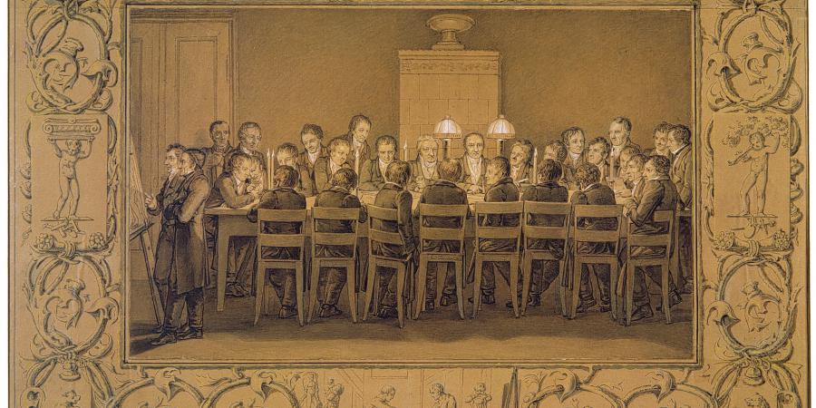 Gustav Taubert: Meeting of the Berlin Association of Artists in the Englisches Haus, 1830; © Stadtmuseum Berlin | Photo: Christel Lehmann