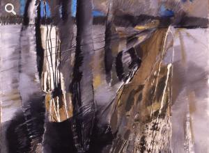 Carl-Heinz Kliemann: Versperrter Horizont (Obstructed Horizon), pastel, collage, 1995 © Stadtmuseum Berlin