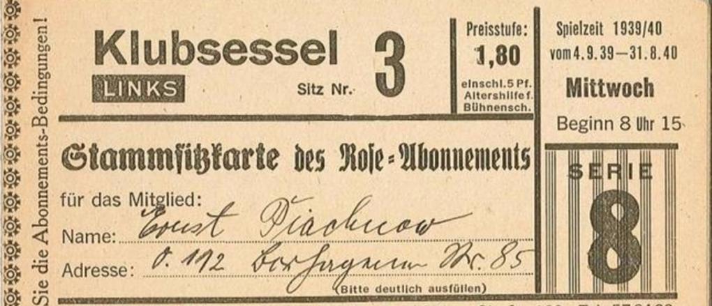 Symbolic photo of a historic Berlin theater ticket © Stadtmuseum Berlin Symbolic photo of a historic Berlin theater ticket